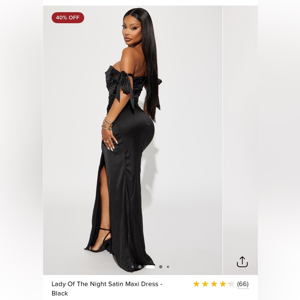 Lady Of The Night Satin Maxi Dress - Black